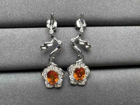 A1302 Orange Sapphire Earrings