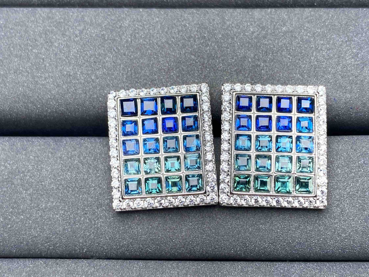 A3954 Teal Sapphire Earrings