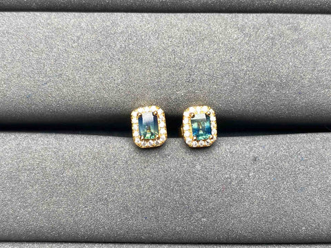 A6597 Teal Sapphire Earrings